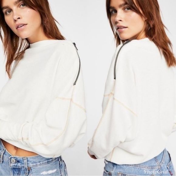 Free People Sweaters - Free People Nikala White Long Sleeve Pullover Size L